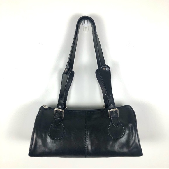 Genuine Leather Black Shoulder Bag Made In Italy Medium 13.5x6.5x5.5 in. - Picture 1 of 12